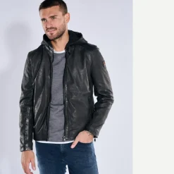 engbers Lederjacke mit abnehmbarer Kapuze