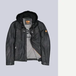 engbers Lederjacke mit abnehmbarer Kapuze
