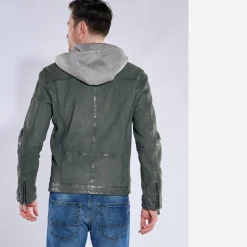 engbers Lederjacke mit abnehmbarer Kapuze