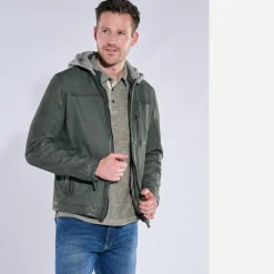 engbers Lederjacke mit abnehmbarer Kapuze