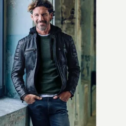engbers Lederjacke mit Kapuze
