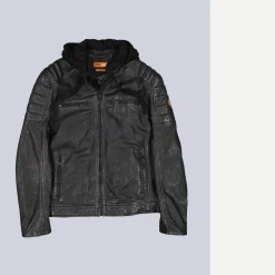 engbers Lederjacke mit Kapuze