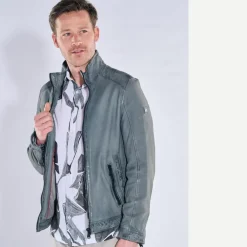 engbers Lederjacke mit langem Stehkragen
