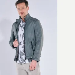 engbers Lederjacke mit langem Stehkragen